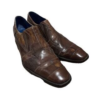 Mark Nason Patch U Rock Loafers Brown Leather Mens Sz 9.5 Square Toe